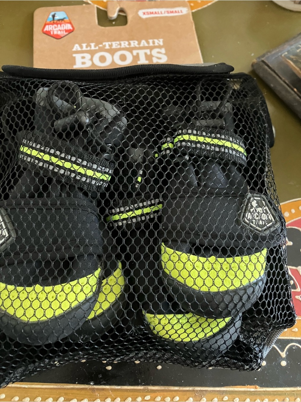 Arcadia Trail All-Terrain Dog Boots in Black & Neon Yellow - X Small/Small. NWT